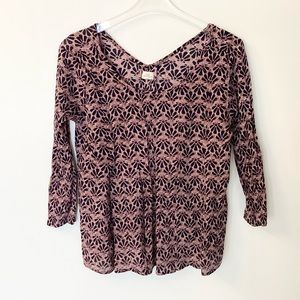 O’Neill Didi Shell Print Beachy 3/4 Sleeve Blouse - S